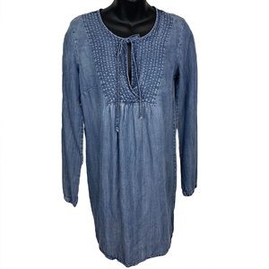 Lovestitch Womens Blue Tercel Split Neck Shift Dress Size S